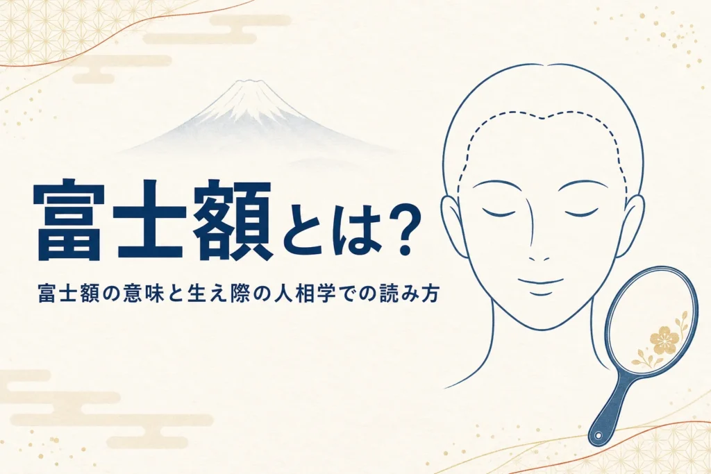 生え際をなぞった顔の線画と富士山のシルエットに「富士額とは？」の文字が入ったアイキャッチ