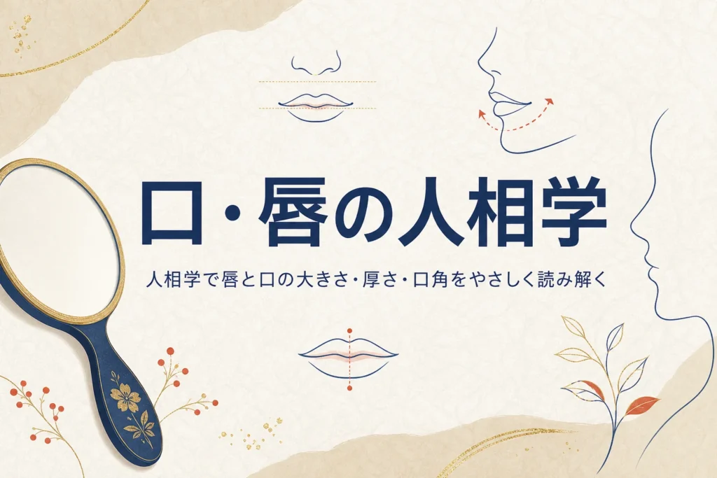 手鏡と口元の線画に「口・唇の人相学」の文字が入ったアイキャッチ